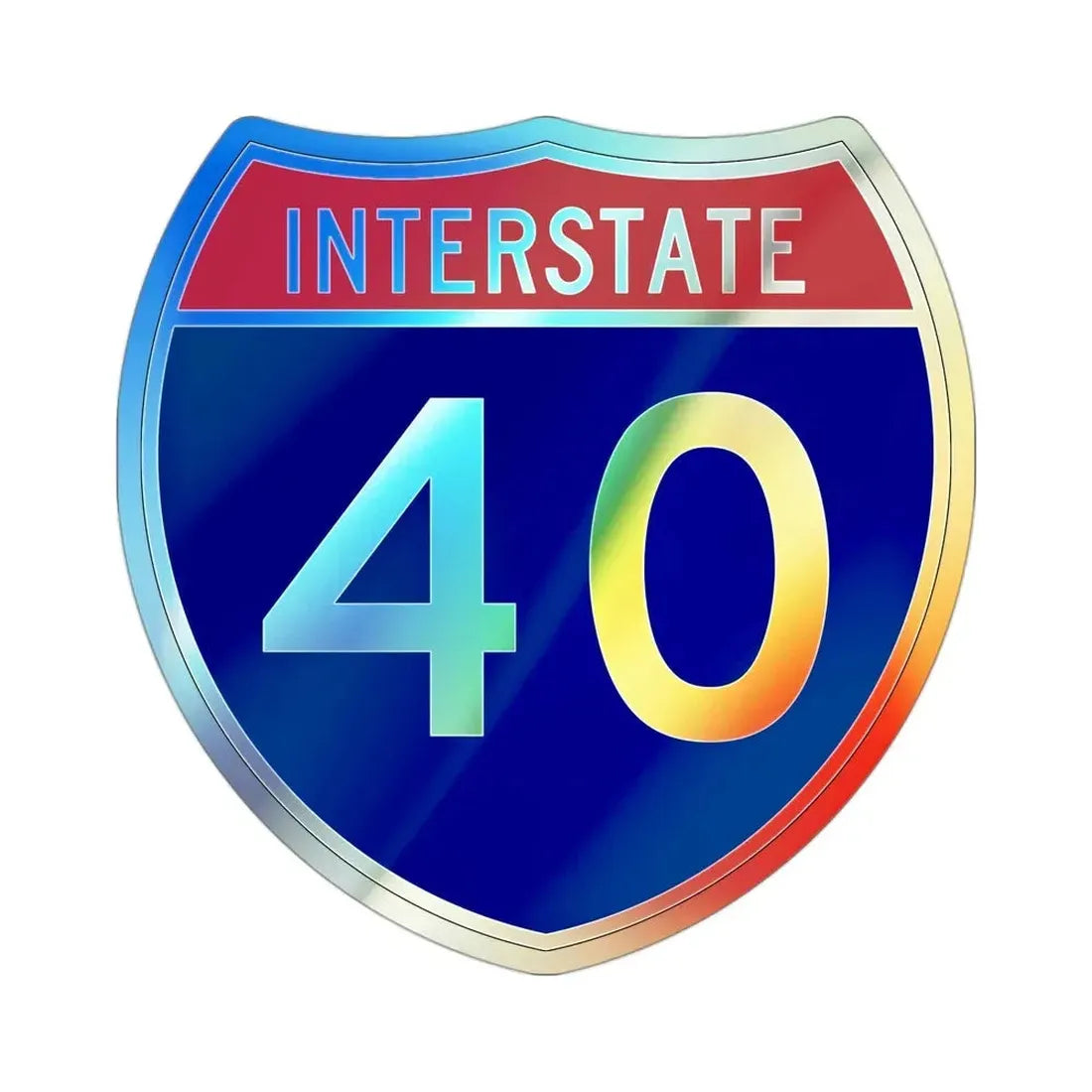 Interstate 40 (U.S. Highways) Holographic STICKER Die-Cut Vinyl Decal 3 Inch Holographic - The Sticker Space