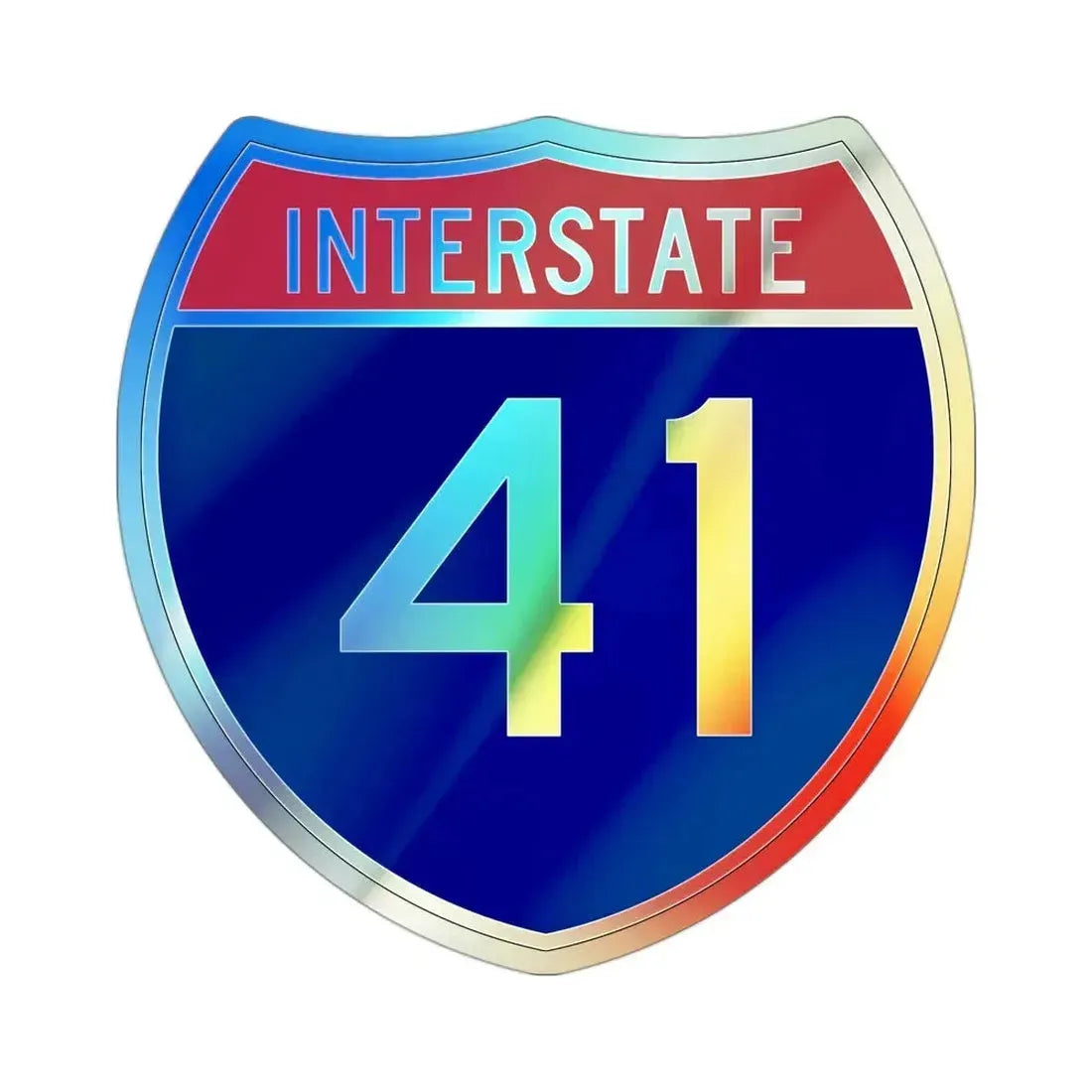 Interstate 41 (U.S. Highways) Holographic STICKER Die-Cut Vinyl Decal 3 Inch Holographic - The Sticker Space