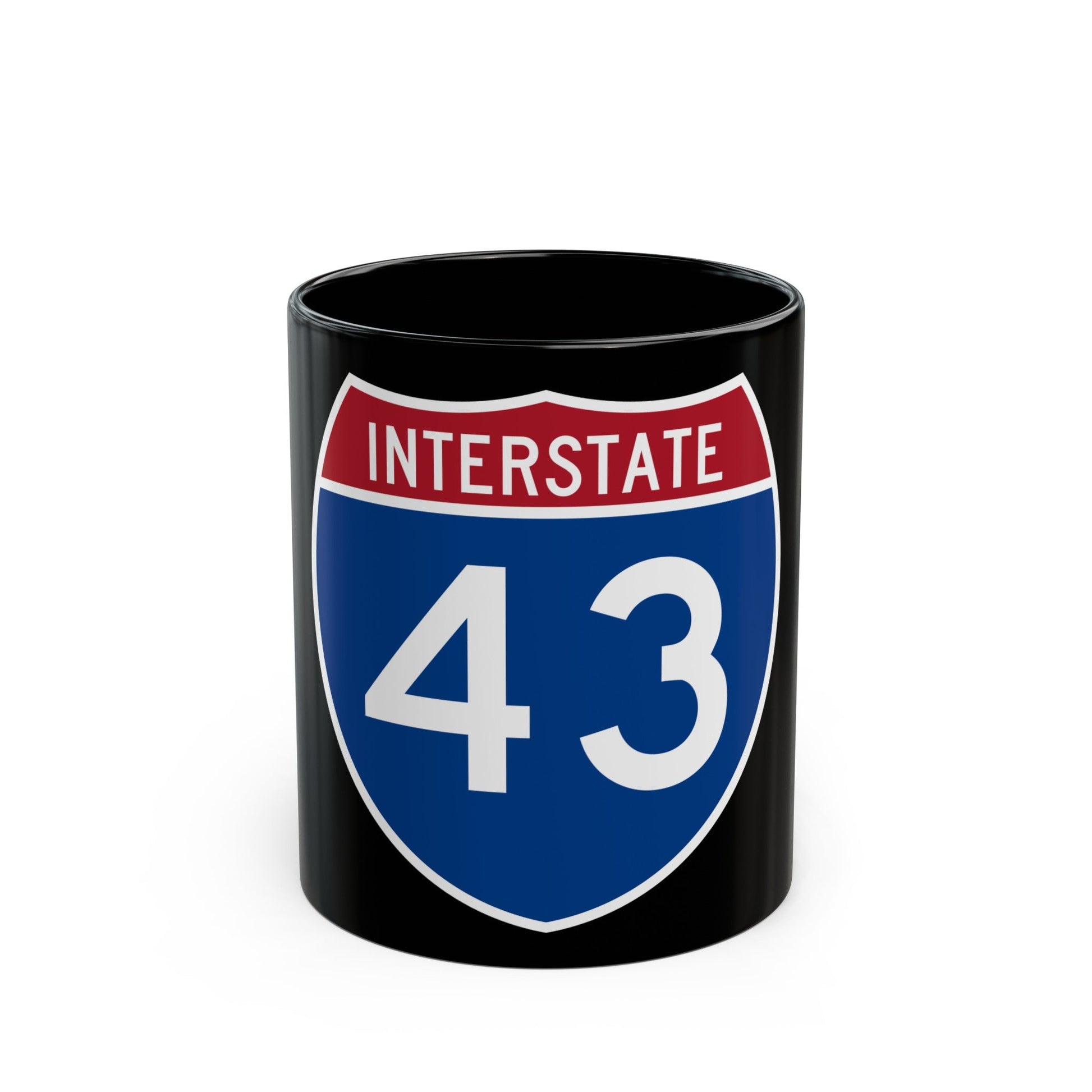 Interstate 43 (U.S. Highways) Black Coffee Mug-11oz-The Sticker Space