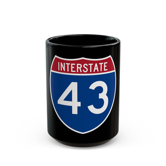 Interstate 43 (U.S. Highways) Black Coffee Mug-15oz-The Sticker Space