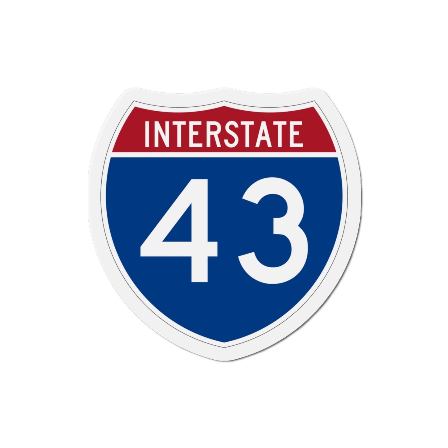 Interstate 43 (U.S. Highways) Die-Cut Magnet-3 Inch-The Sticker Space