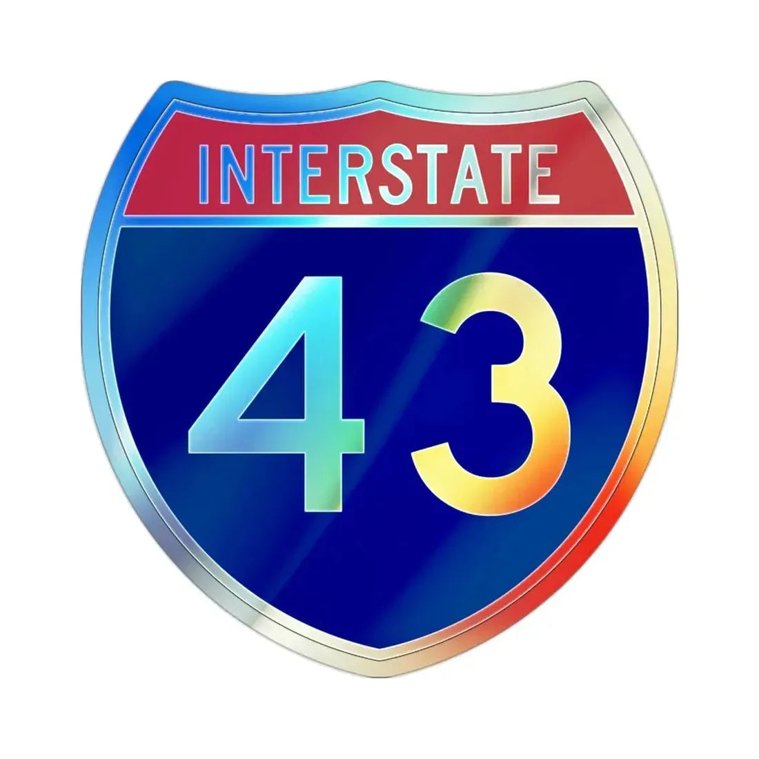 Interstate 43 (U.S. Highways) Holographic STICKER Die-Cut Vinyl Decal 2 Inch Holographic - The Sticker Space