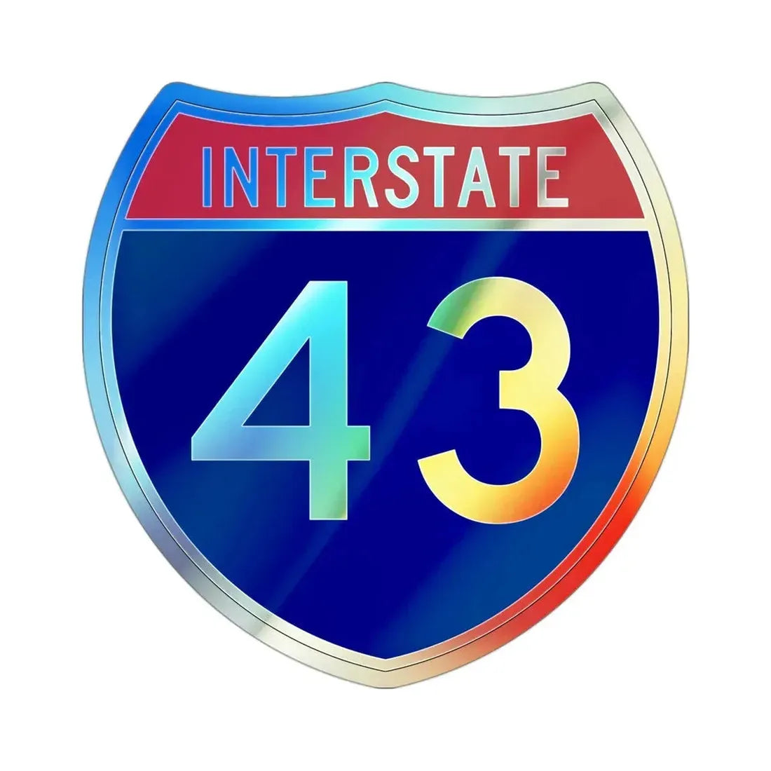Interstate 43 (U.S. Highways) Holographic STICKER Die-Cut Vinyl Decal 3 Inch Holographic - The Sticker Space