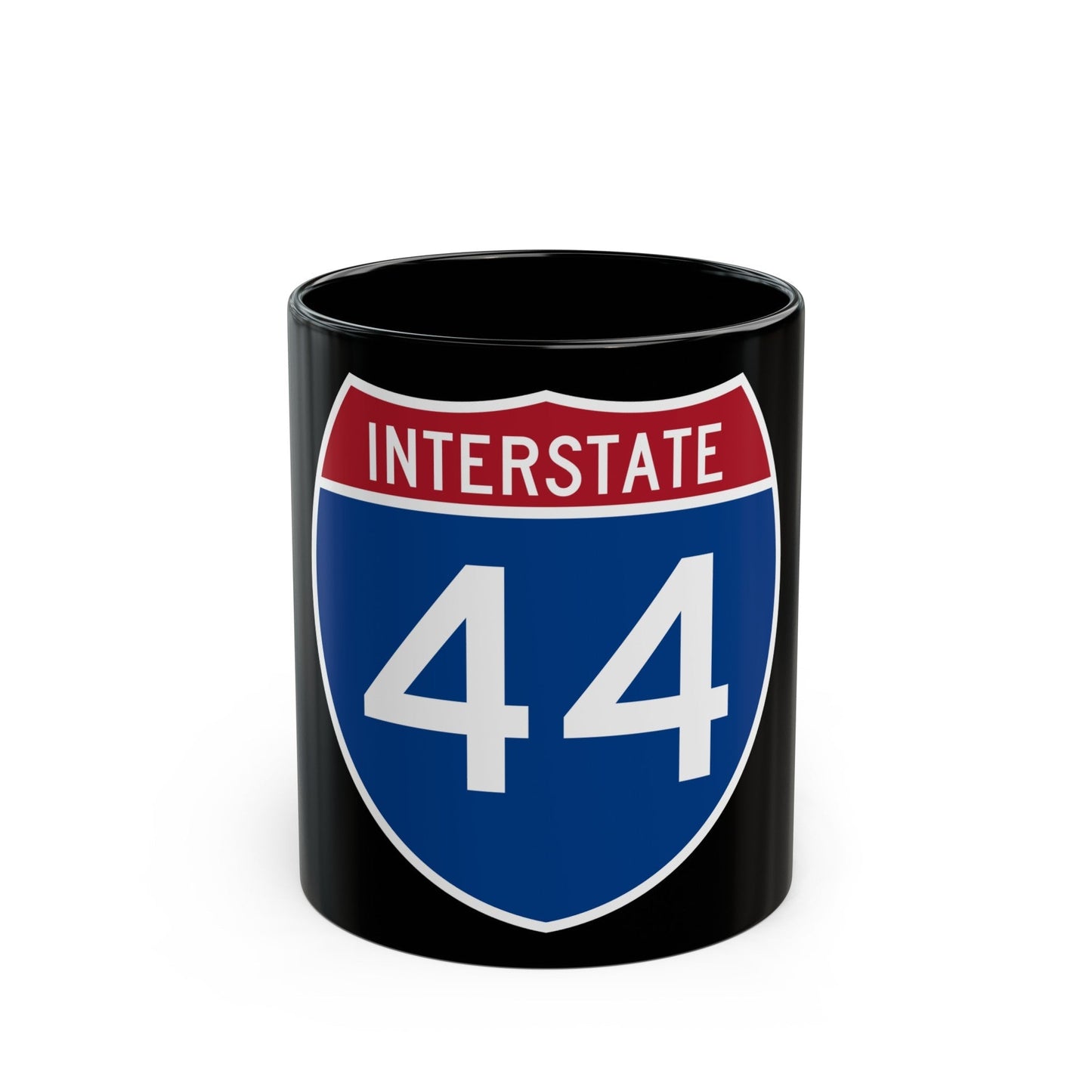 Interstate 44 (U.S. Highways) Black Coffee Mug-11oz-The Sticker Space