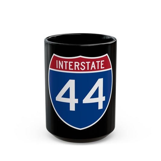 Interstate 44 (U.S. Highways) Black Coffee Mug-15oz-The Sticker Space