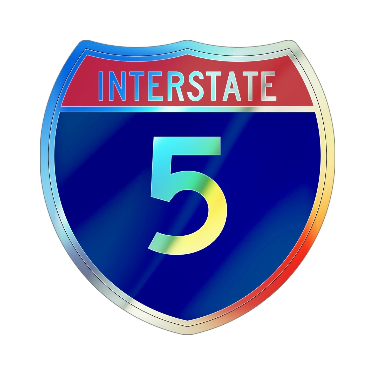 Interstate 5 (U.S. Highways) Holographic STICKER Die-Cut Vinyl Decal-4 Inch-The Sticker Space