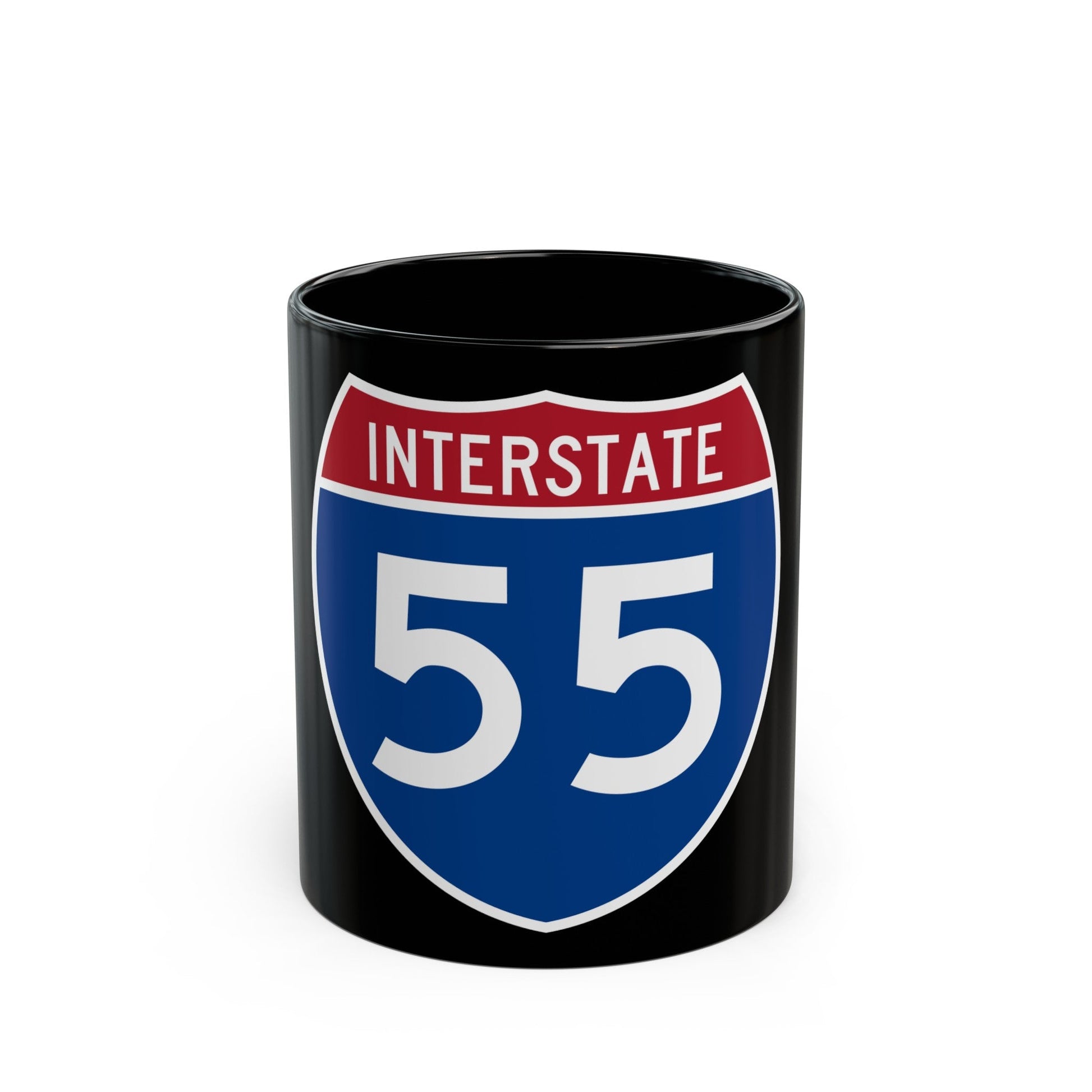 Interstate 55 (U.S. Highways) Black Coffee Mug-11oz-The Sticker Space