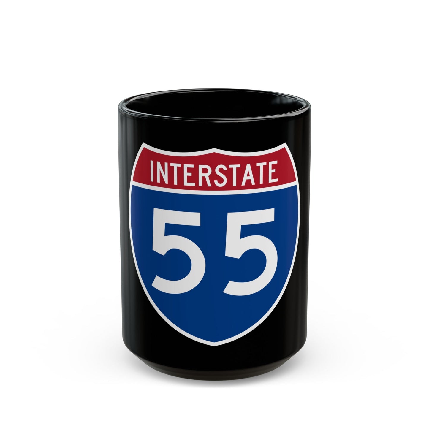 Interstate 55 (U.S. Highways) Black Coffee Mug-15oz-The Sticker Space