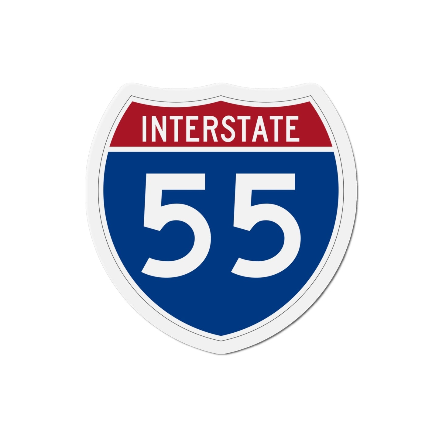 Interstate 55 (U.S. Highways) Die-Cut Magnet-4 Inch-The Sticker Space