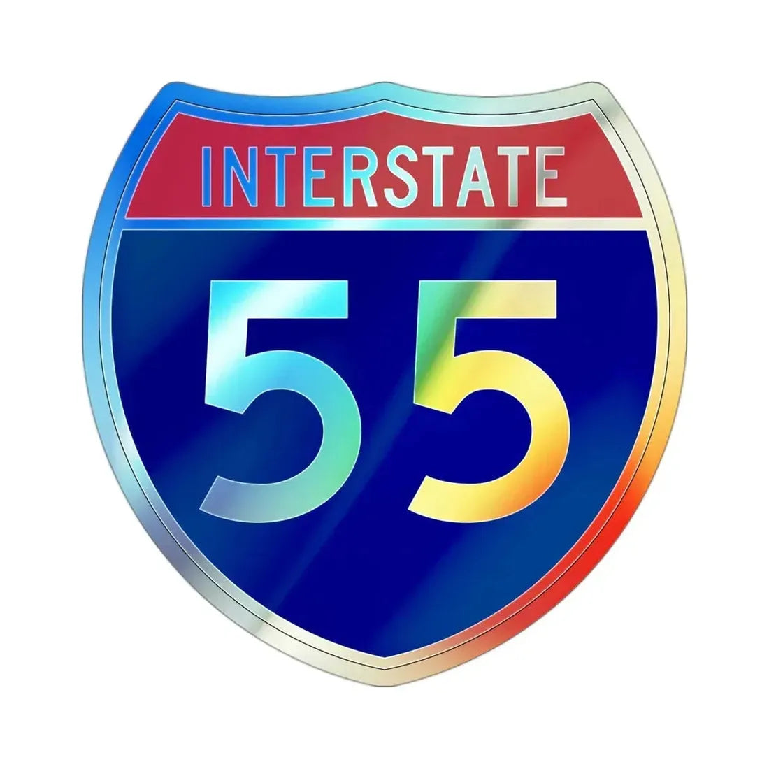 Interstate 55 (U.S. Highways) Holographic STICKER Die-Cut Vinyl Decal 3 Inch Holographic - The Sticker Space