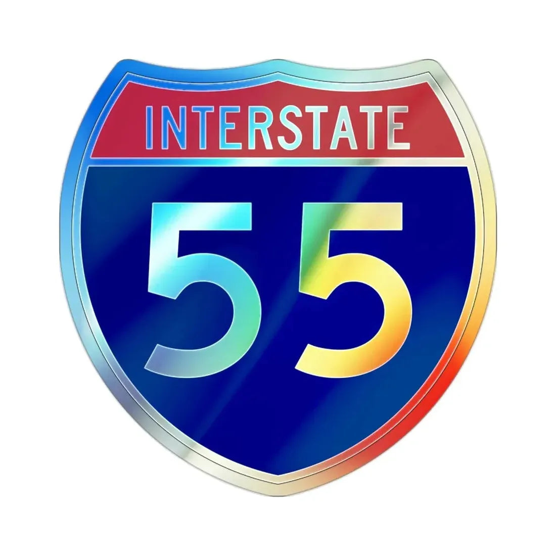 Interstate 55 (U.S. Highways) Holographic STICKER Die-Cut Vinyl Decal - The Sticker Space