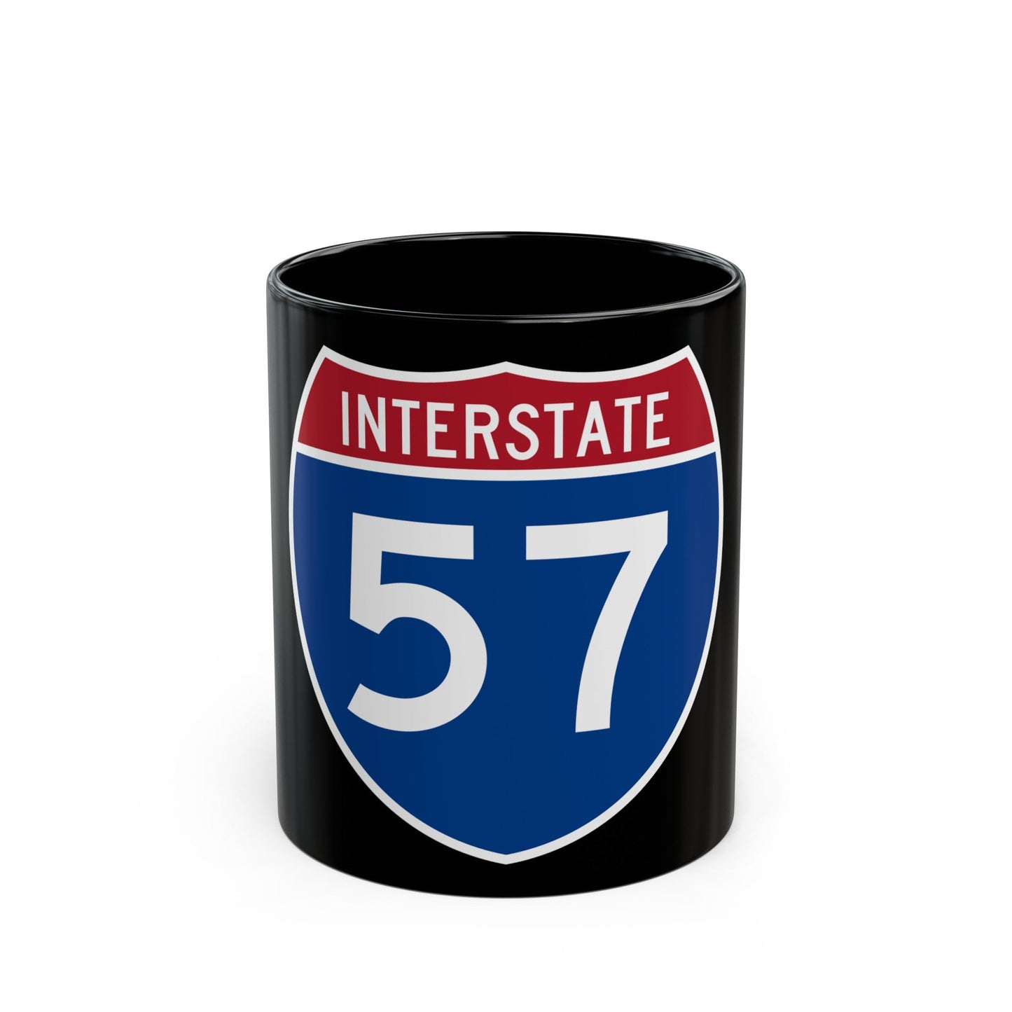 Interstate 57 (U.S. Highways) Black Coffee Mug-11oz-The Sticker Space