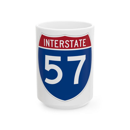 Interstate 57 (U.S. Highways) White Coffee Mug-15oz-The Sticker Space