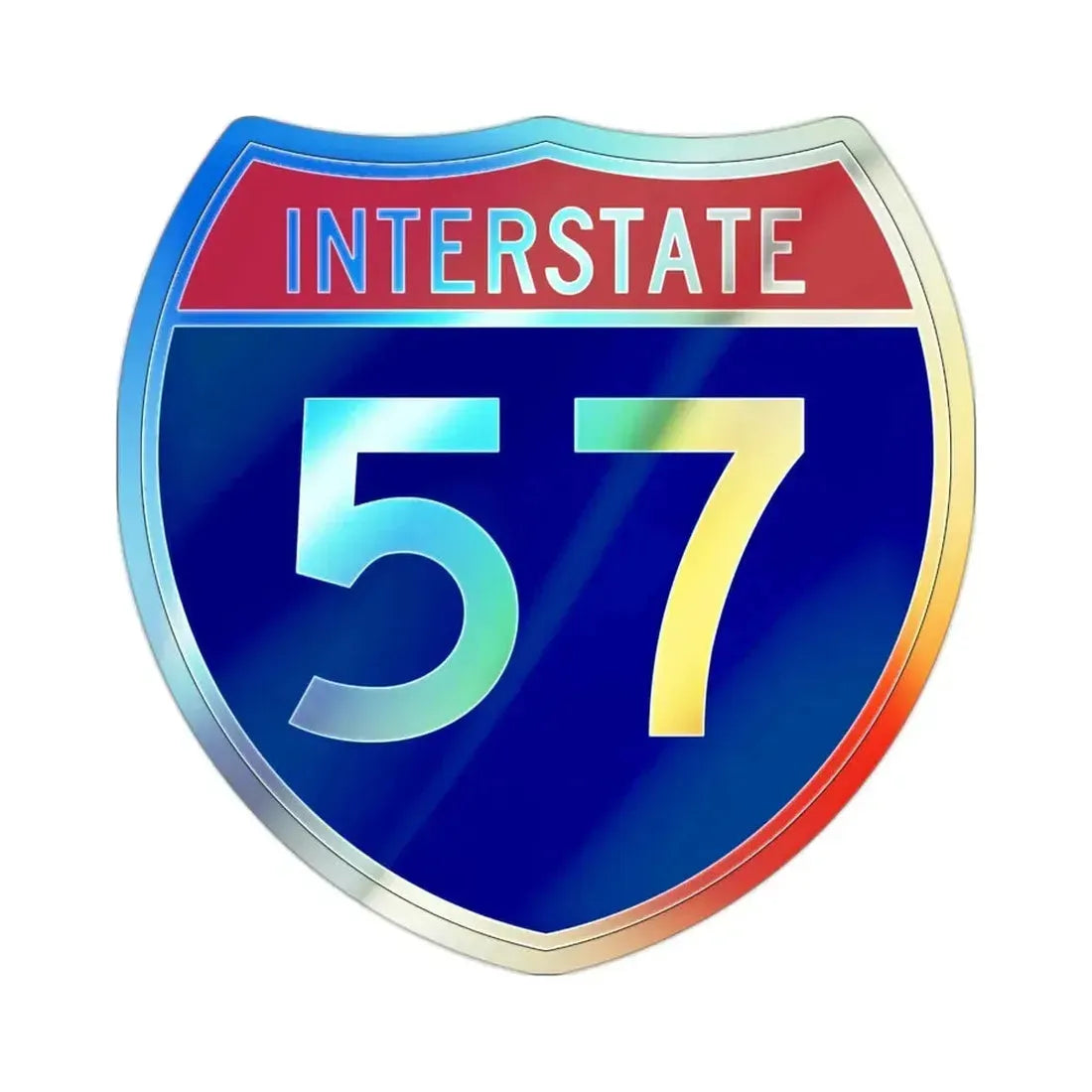 Interstate 57 (U.S. Highways) Holographic STICKER Die-Cut Vinyl Decal 2 Inch Holographic - The Sticker Space