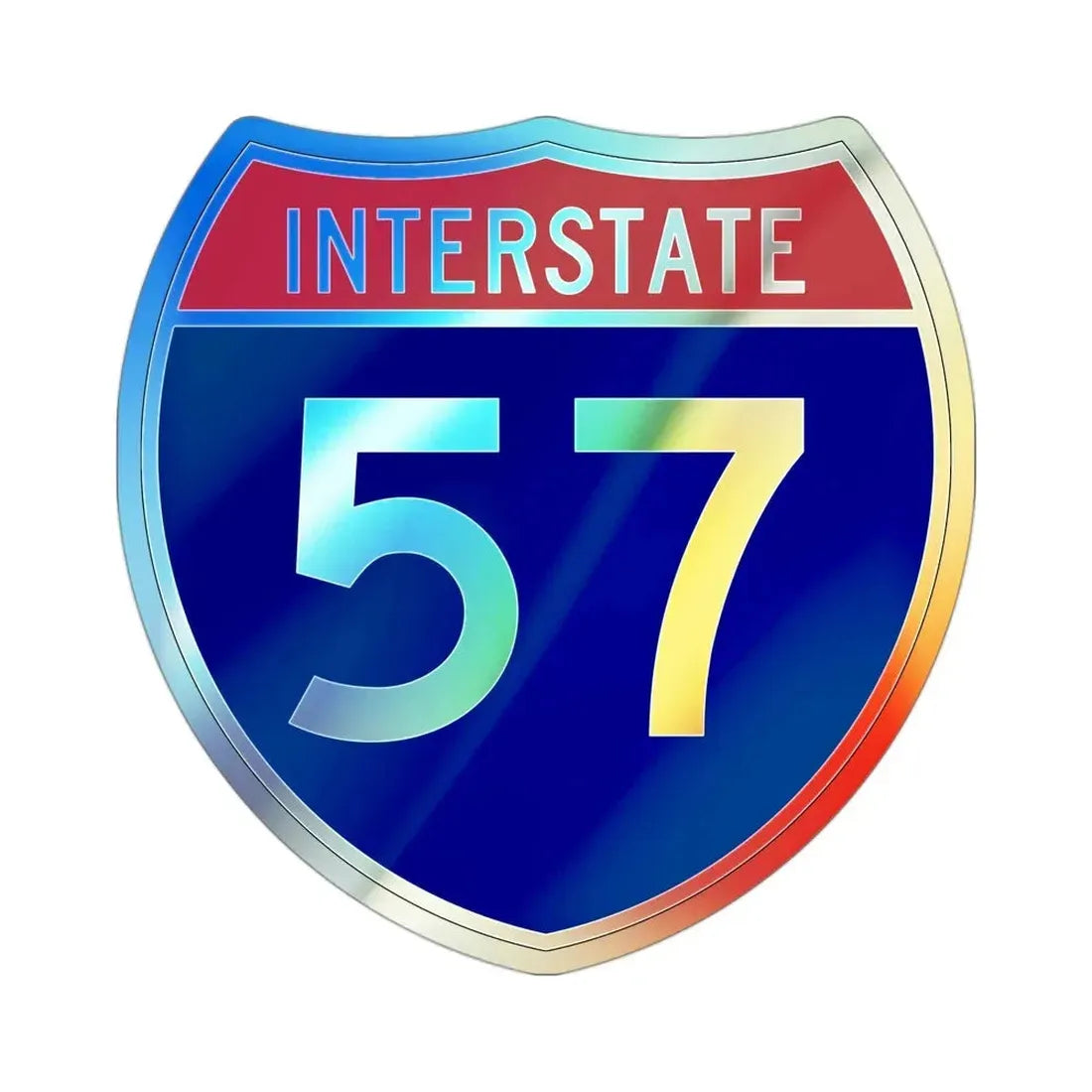Interstate 57 (U.S. Highways) Holographic STICKER Die-Cut Vinyl Decal 3 Inch Holographic - The Sticker Space
