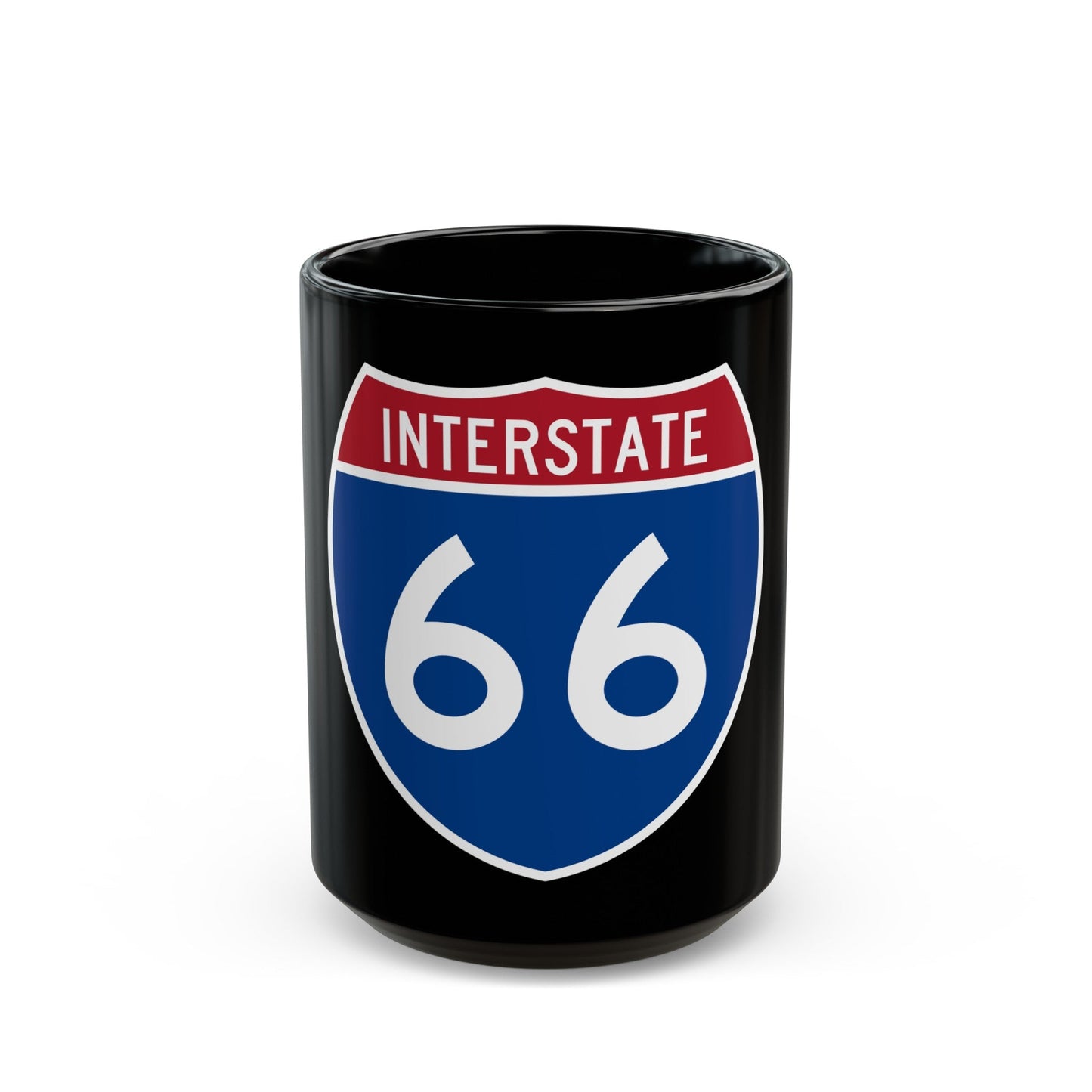 Interstate 66 (U.S. Highways) Black Coffee Mug-15oz-The Sticker Space