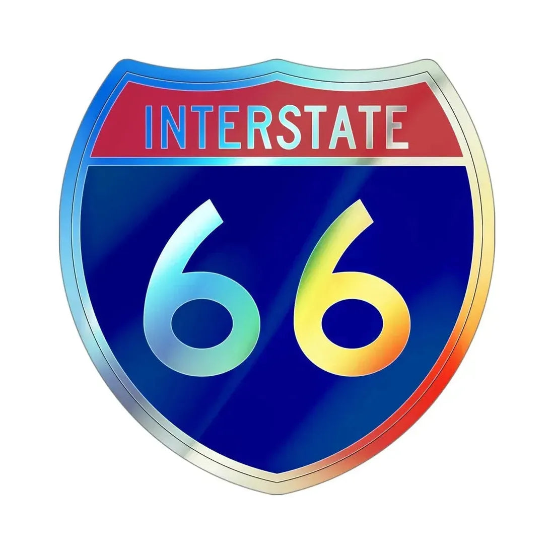 Interstate 66 (U.S. Highways) Holographic STICKER Die-Cut Vinyl Decal 4 Inch Holographic - The Sticker Space
