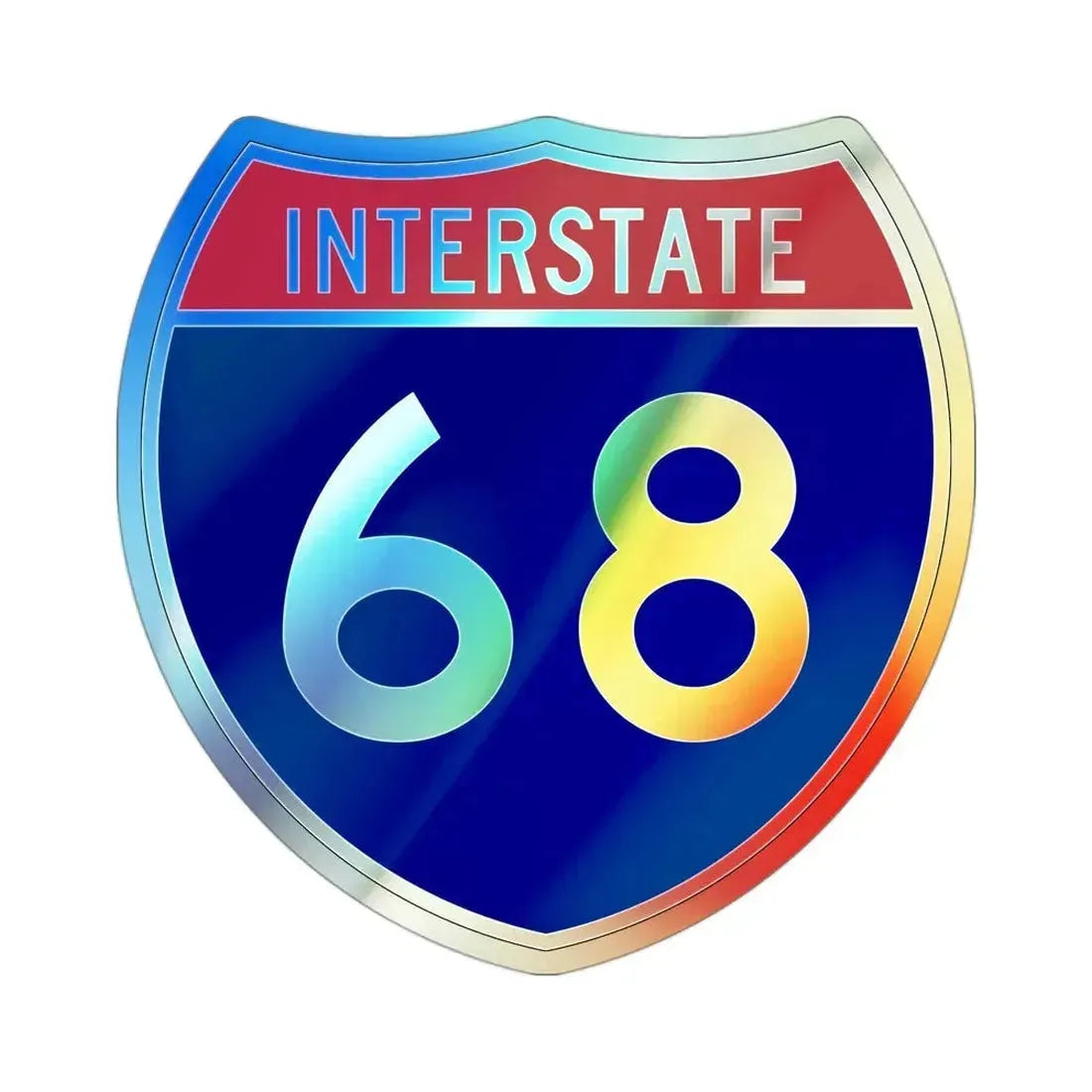 Interstate 68 (U.S. Highways) Holographic STICKER Die-Cut Vinyl Decal 3 Inch Holographic - The Sticker Space