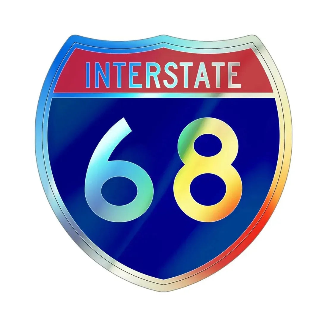 Interstate 68 (U.S. Highways) Holographic STICKER Die-Cut Vinyl Decal 4 Inch Holographic - The Sticker Space