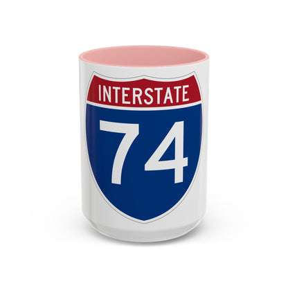 Interstate 74 (U.S. Highways) Accent Coffee Mug-15oz-The Sticker Space