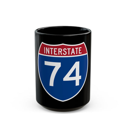 Interstate 74 (U.S. Highways) Black Coffee Mug-15oz-The Sticker Space