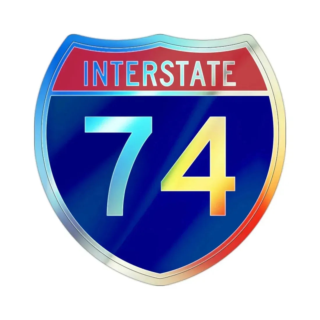 Interstate 74 (U.S. Highways) Holographic STICKER Die-Cut Vinyl Decal 2 Inch Holographic - The Sticker Space