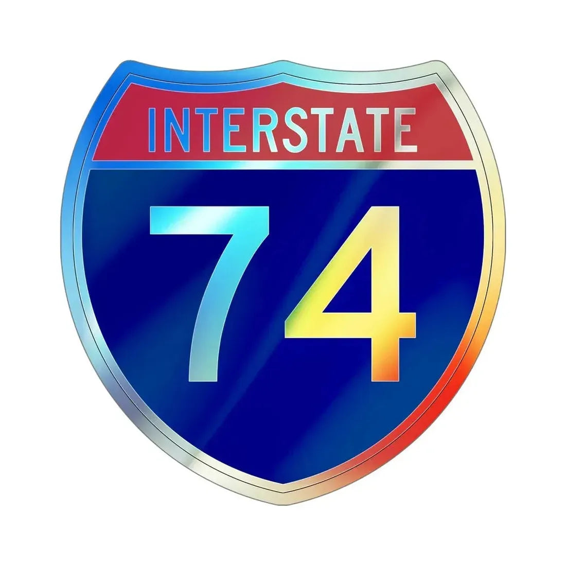Interstate 74 (U.S. Highways) Holographic STICKER Die-Cut Vinyl Decal 6 Inch Holographic - The Sticker Space