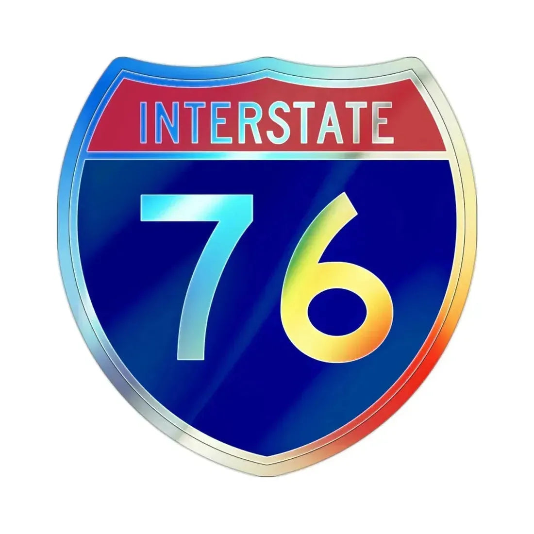 Interstate 76 (U.S. Highways) Holographic STICKER Die-Cut Vinyl Decal 2 Inch Holographic - The Sticker Space