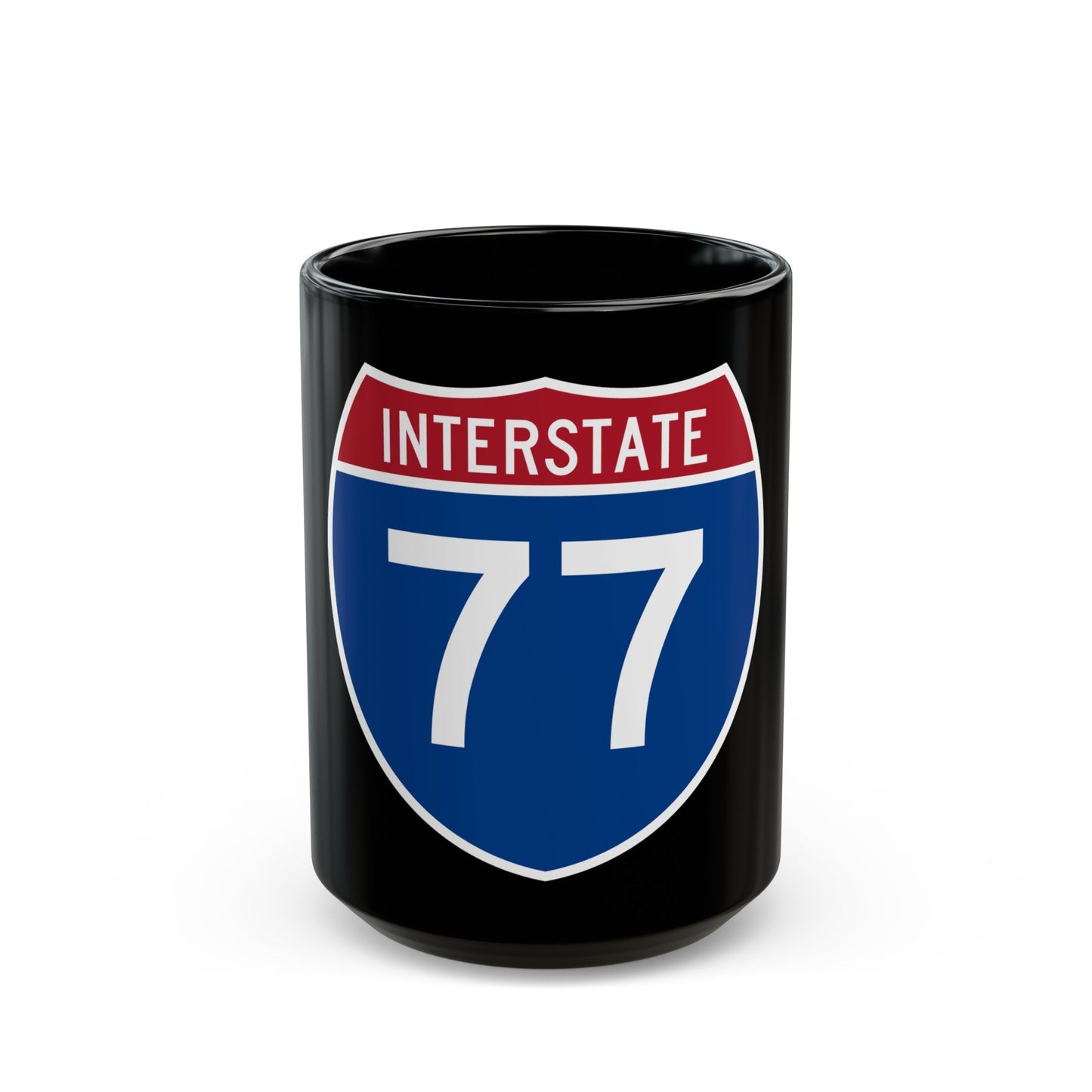 Interstate 77 (U.S. Highways) Black Coffee Mug-15oz-The Sticker Space