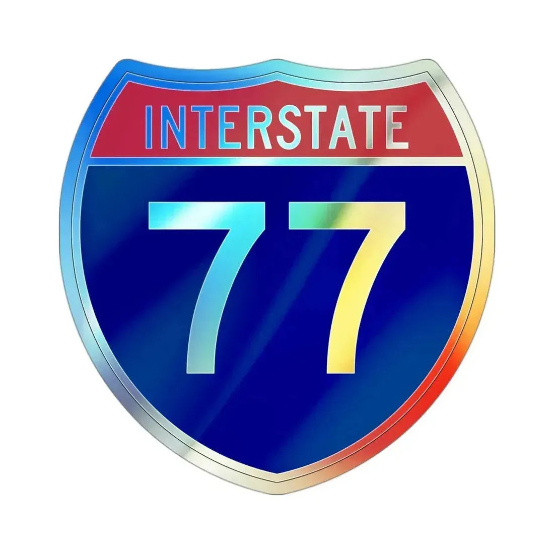 Interstate 77 (U.S. Highways) Holographic STICKER Die-Cut Vinyl Decal 3 Inch Holographic - The Sticker Space