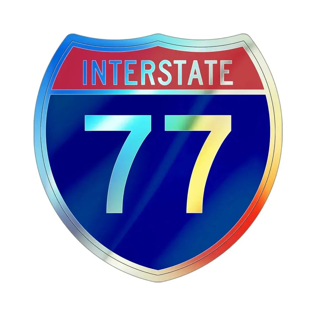 Interstate 77 (U.S. Highways) Holographic STICKER Die-Cut Vinyl Decal 4 Inch Holographic - The Sticker Space