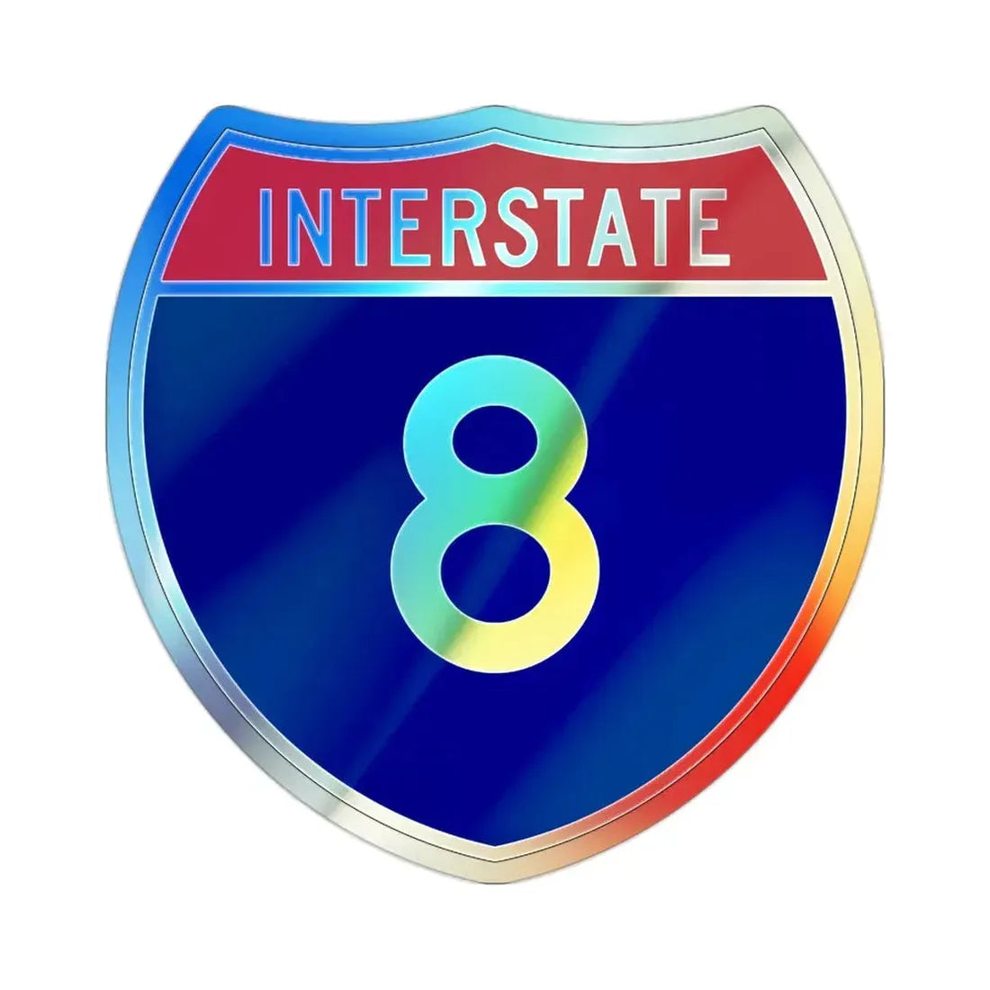Interstate 8 (U.S. Highways) Holographic STICKER Die-Cut Vinyl Decal 2 Inch Holographic - The Sticker Space