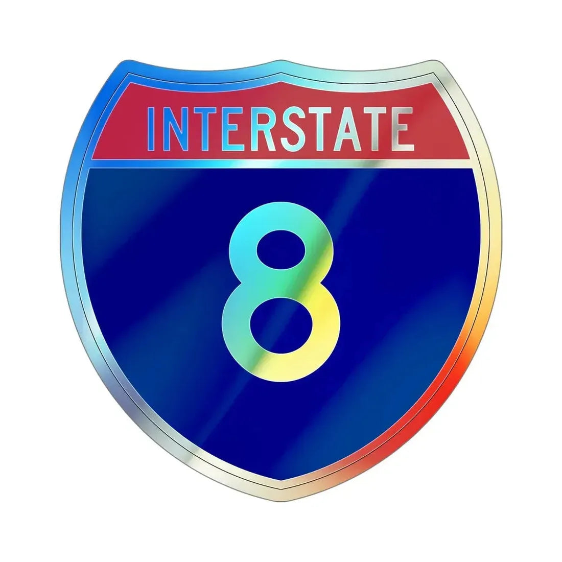 Interstate 8 (U.S. Highways) Holographic STICKER Die-Cut Vinyl Decal 5 Inch Holographic - The Sticker Space