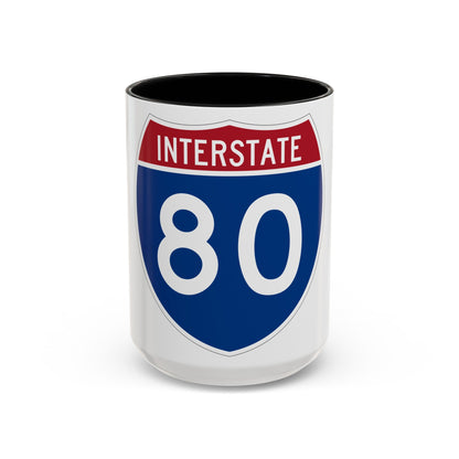 Interstate 80 (U.S. Highways) Accent Coffee Mug-15oz-The Sticker Space