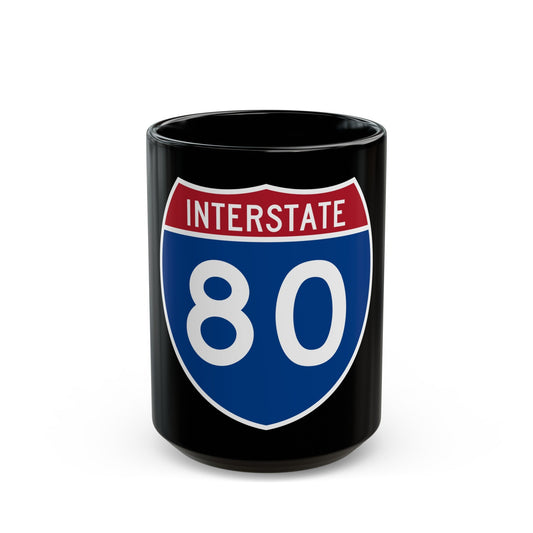 Interstate 80 (U.S. Highways) Black Coffee Mug-15oz-The Sticker Space