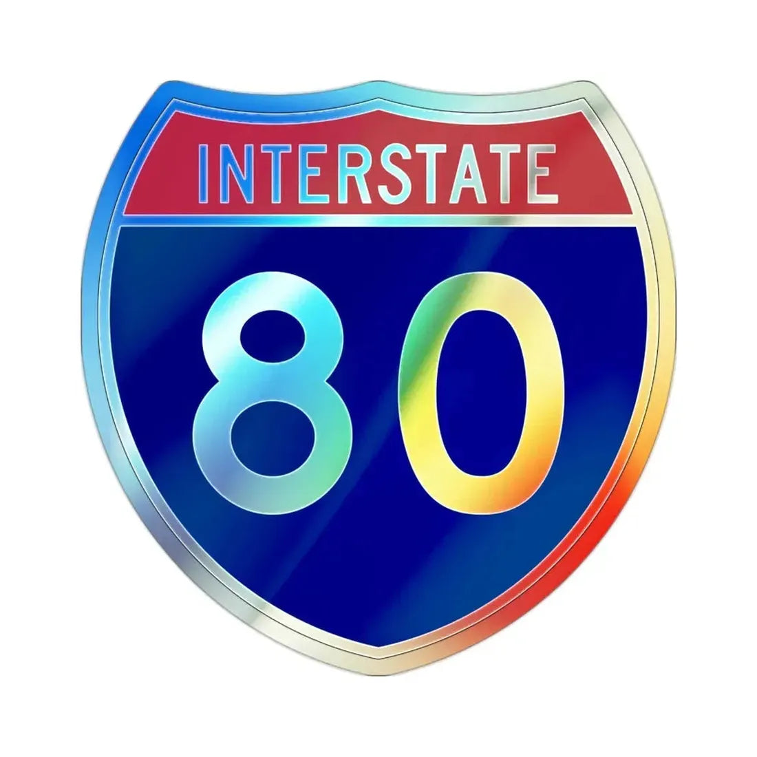 Interstate 80 (U.S. Highways) Holographic STICKER Die-Cut Vinyl Decal 2 Inch Holographic - The Sticker Space