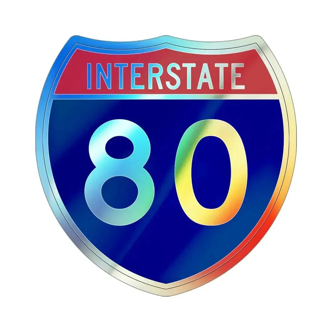 Interstate 80 (U.S. Highways) Holographic STICKER Die-Cut Vinyl Decal 4 Inch Holographic - The Sticker Space