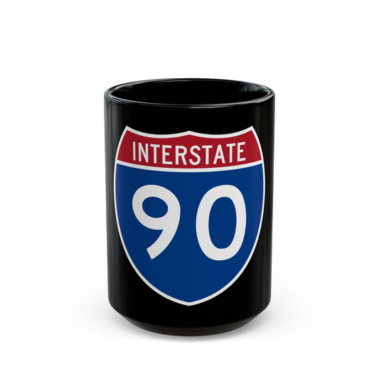 Interstate 90 (U.S. Highways) Black Coffee Mug-15oz-The Sticker Space