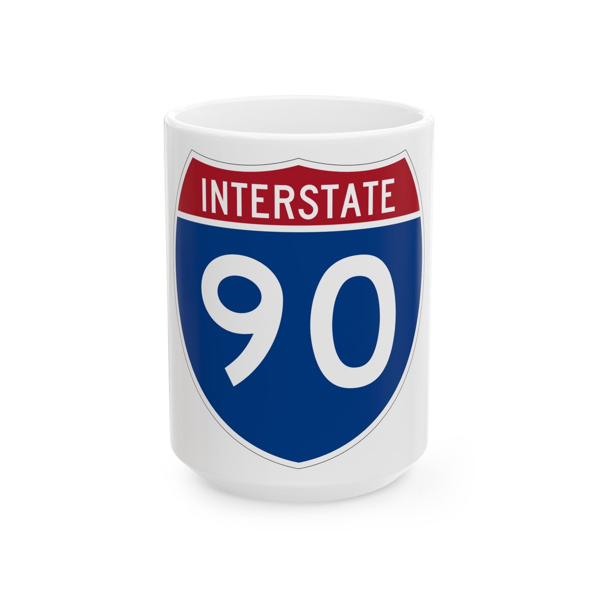 Interstate 90 (U.S. Highways) White Coffee Mug-15oz-The Sticker Space
