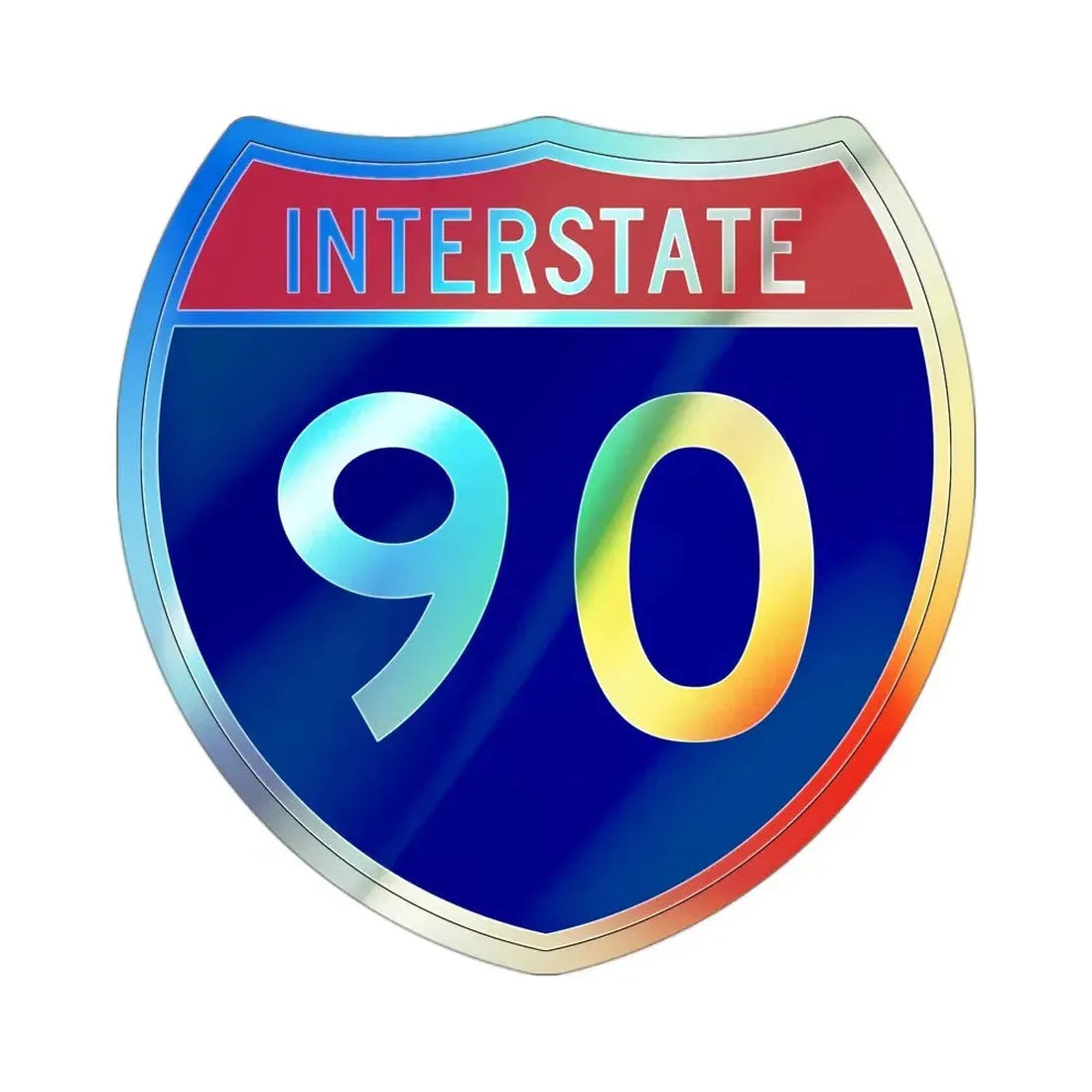 Interstate 90 (U.S. Highways) Holographic STICKER Die-Cut Vinyl Decal 3 Inch Holographic - The Sticker Space