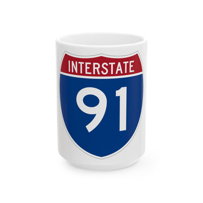 Interstate 91 (U.S. Highways) White Coffee Mug-15oz-The Sticker Space