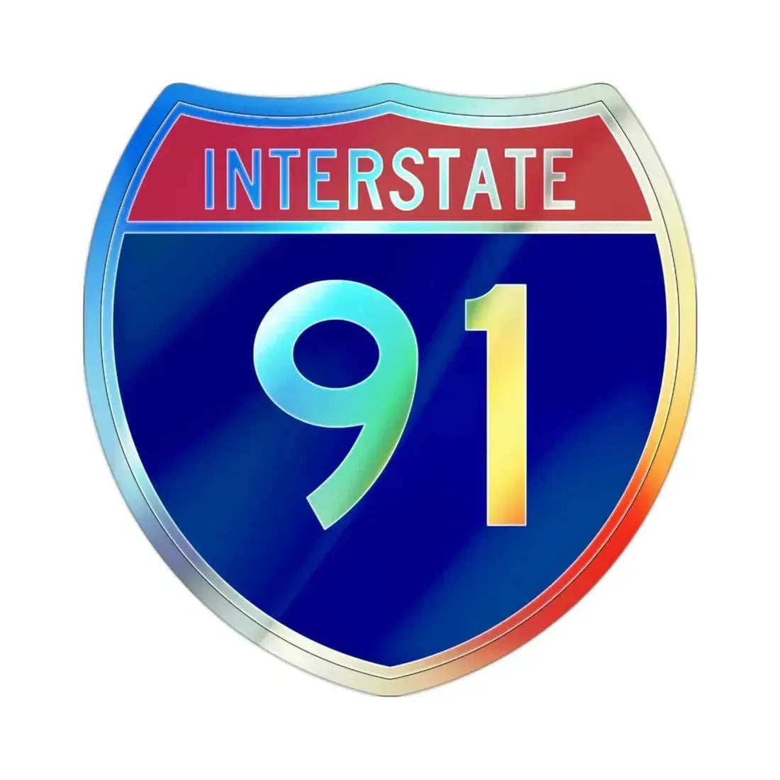Interstate 91 (U.S. Highways) Holographic STICKER Die-Cut Vinyl Decal 2 Inch Holographic - The Sticker Space