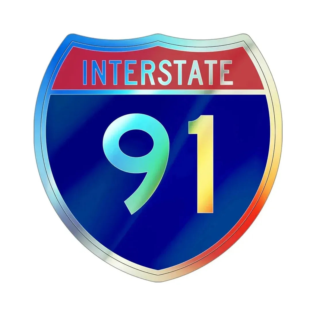 Interstate 91 (U.S. Highways) Holographic STICKER Die-Cut Vinyl Decal 4 Inch Holographic - The Sticker Space