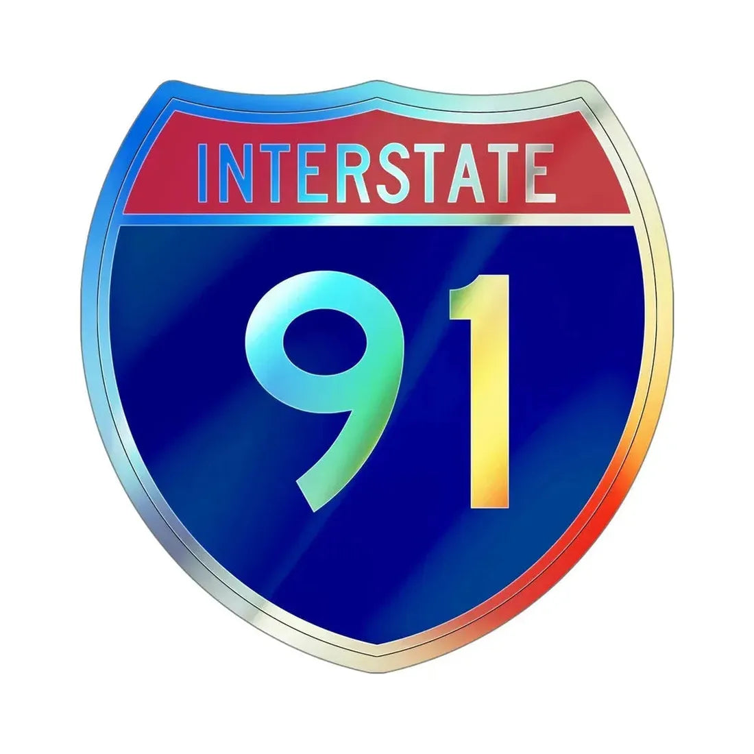 Interstate 91 (U.S. Highways) Holographic STICKER Die-Cut Vinyl Decal 5 Inch Holographic - The Sticker Space
