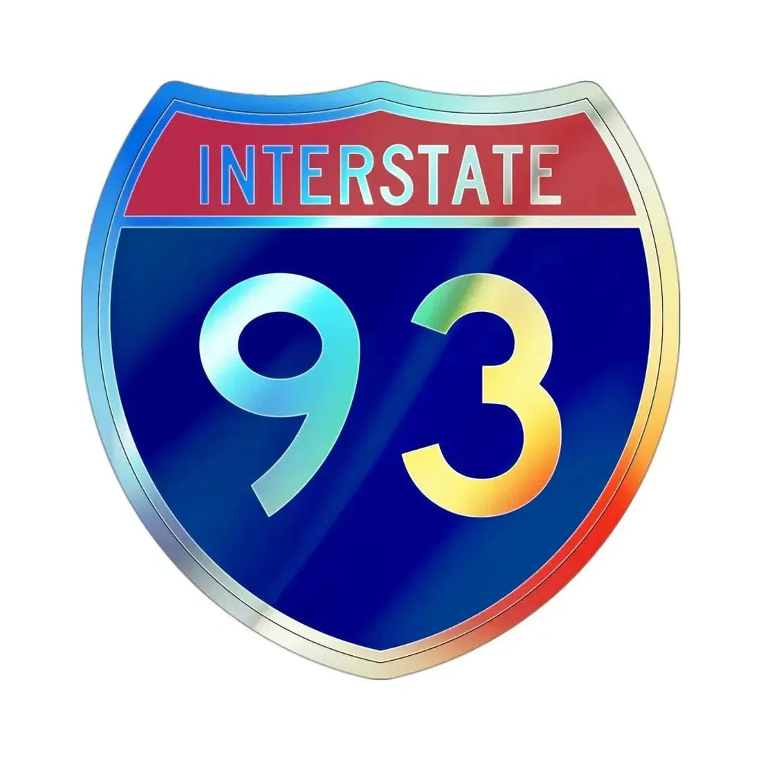 Interstate 93 (U.S. Highways) Holographic STICKER Die-Cut Vinyl Decal 3 Inch Holographic - The Sticker Space