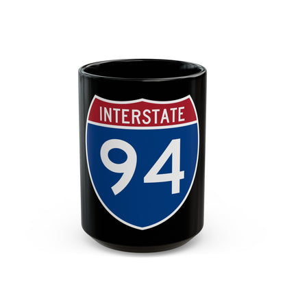 Interstate 94 (U.S. Highways) Black Coffee Mug-15oz-The Sticker Space