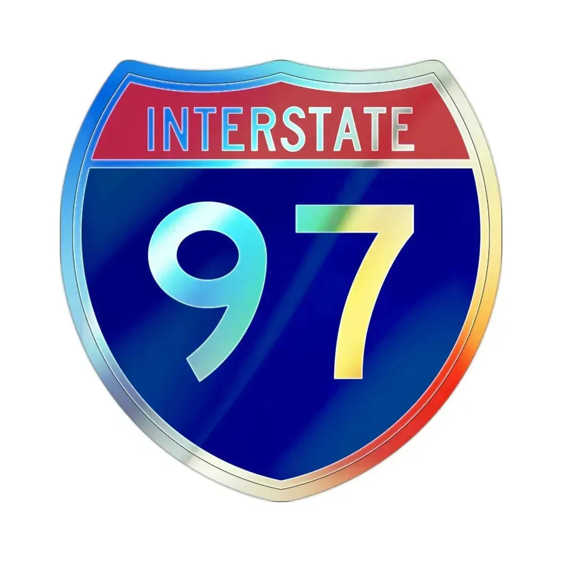 Interstate 97 (U.S. Highways) Holographic STICKER Die-Cut Vinyl Decal 2 Inch Holographic - The Sticker Space