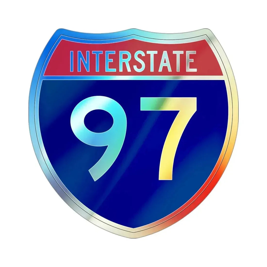 Interstate 97 (U.S. Highways) Holographic STICKER Die-Cut Vinyl Decal 3 Inch Holographic - The Sticker Space