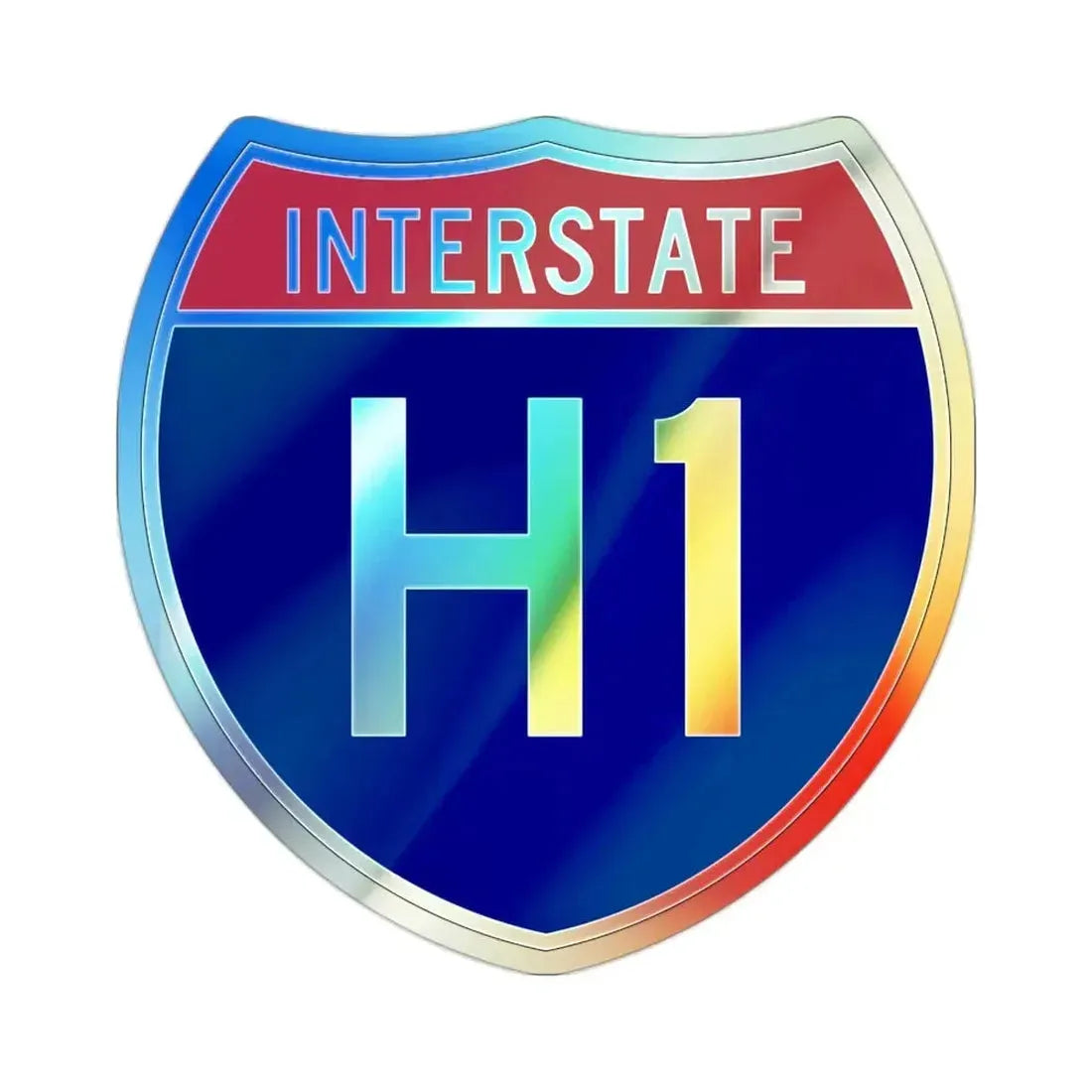 Interstate H1 (U.S. Highways) Holographic STICKER Die-Cut Vinyl Decal 2 Inch Holographic - The Sticker Space