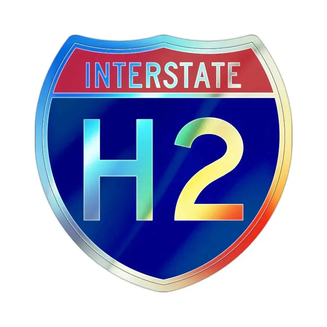 Interstate H2 (U.S. Highways) Holographic STICKER Die-Cut Vinyl Decal 2 Inch Holographic - The Sticker Space